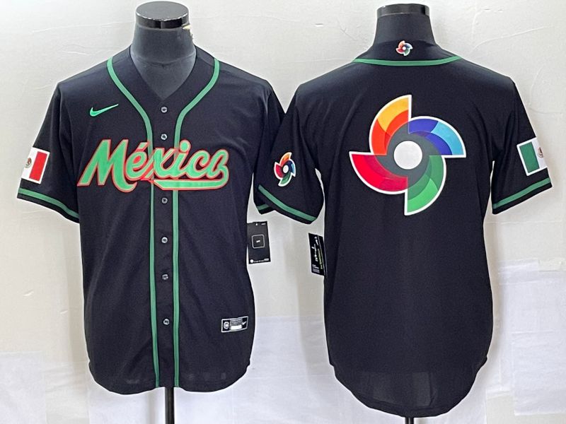 Men 2023 World Cub Mexico Blank Black Nike MLB Jersey14->more jerseys->MLB Jersey